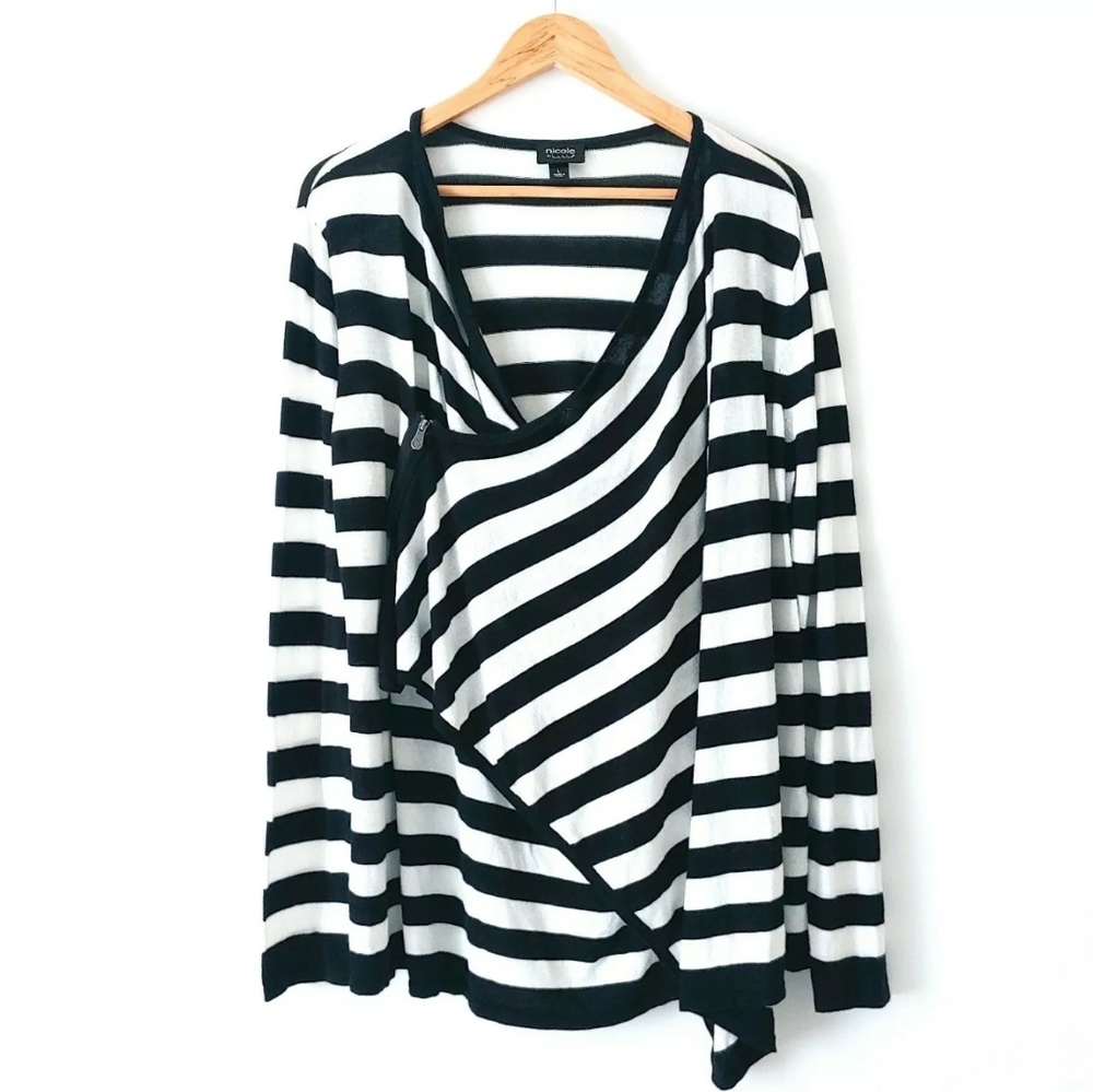 Nicole Miller Women's XL Black White Sweater